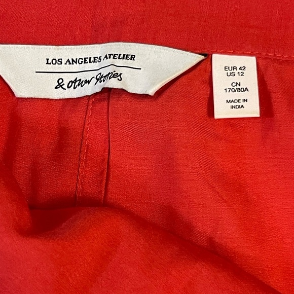 & Other Stories Los Angeles Atelier Women's Red A-Line Midi Skirt Lined Size 12 - Picture 6 of 11